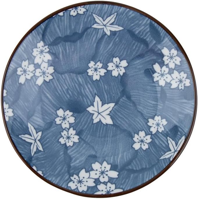 Daiso New Born Cherry Blossom Plate, Dark Blue - 13.5cm x 2.4cm - Image 1